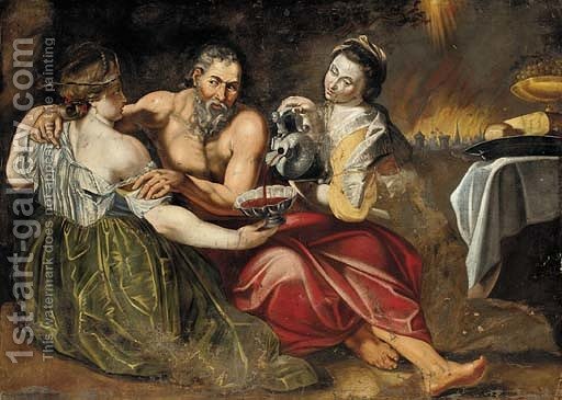 512x365 Lot And His Daughters (After) Sir Peter Paul Rubens Reproduction - Lot And His Daughters Painting