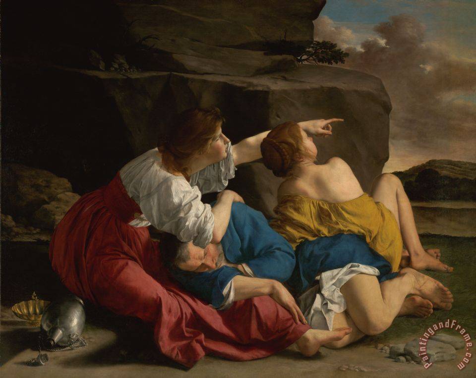 960x763 Orazio Gentileschi Lot And His Daughters Painting - Lot And His Daughters Painting