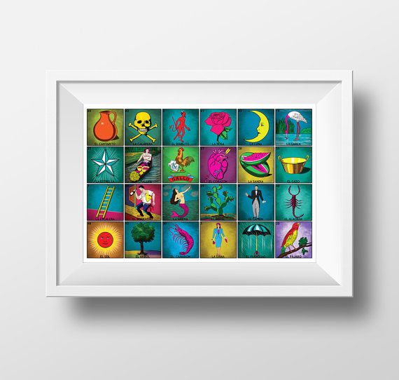 570x542 Mosaic Loteria Poster - Loteria Painting