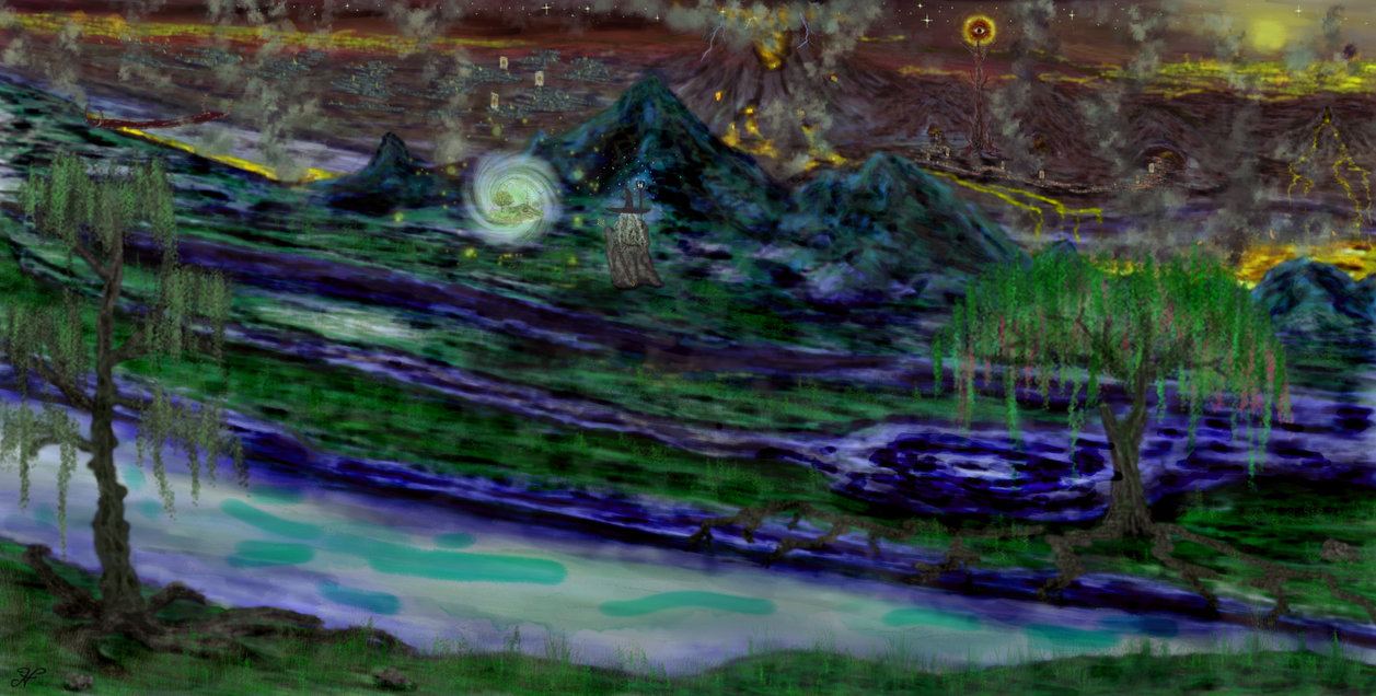 1257x636 The Epic Struggle For Balance (Lotr Painting) By Snake Powerforce - Lotr Painting