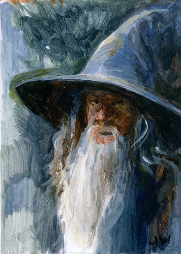 356x500 Gandalf Lord Of The Rings Aceo Sketch Card Painting By Jeff Ward - Lotr Painting