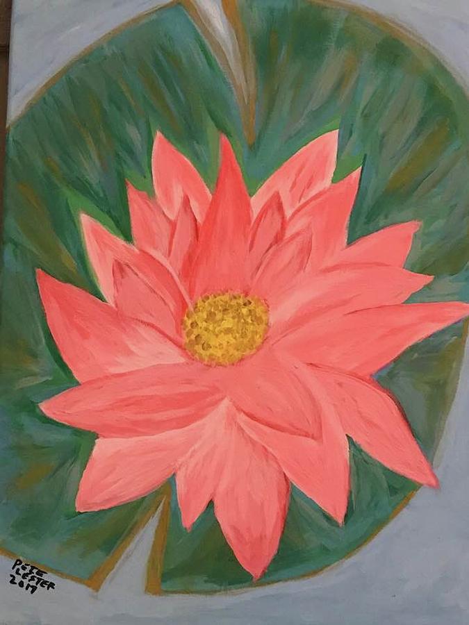 675x900 Lilly And The Lotus Blossom Painting By Pete Lester Art Collector - Lotus Blossom Painting