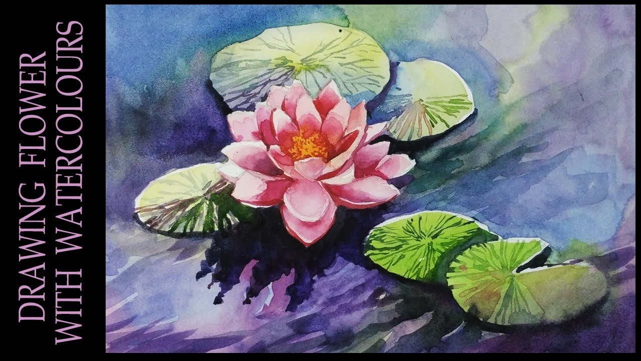 1280x720 Watercolor Painting Tutorial Of Lotus Flower, An Easy Step By Step - Lotus Blossom Painting