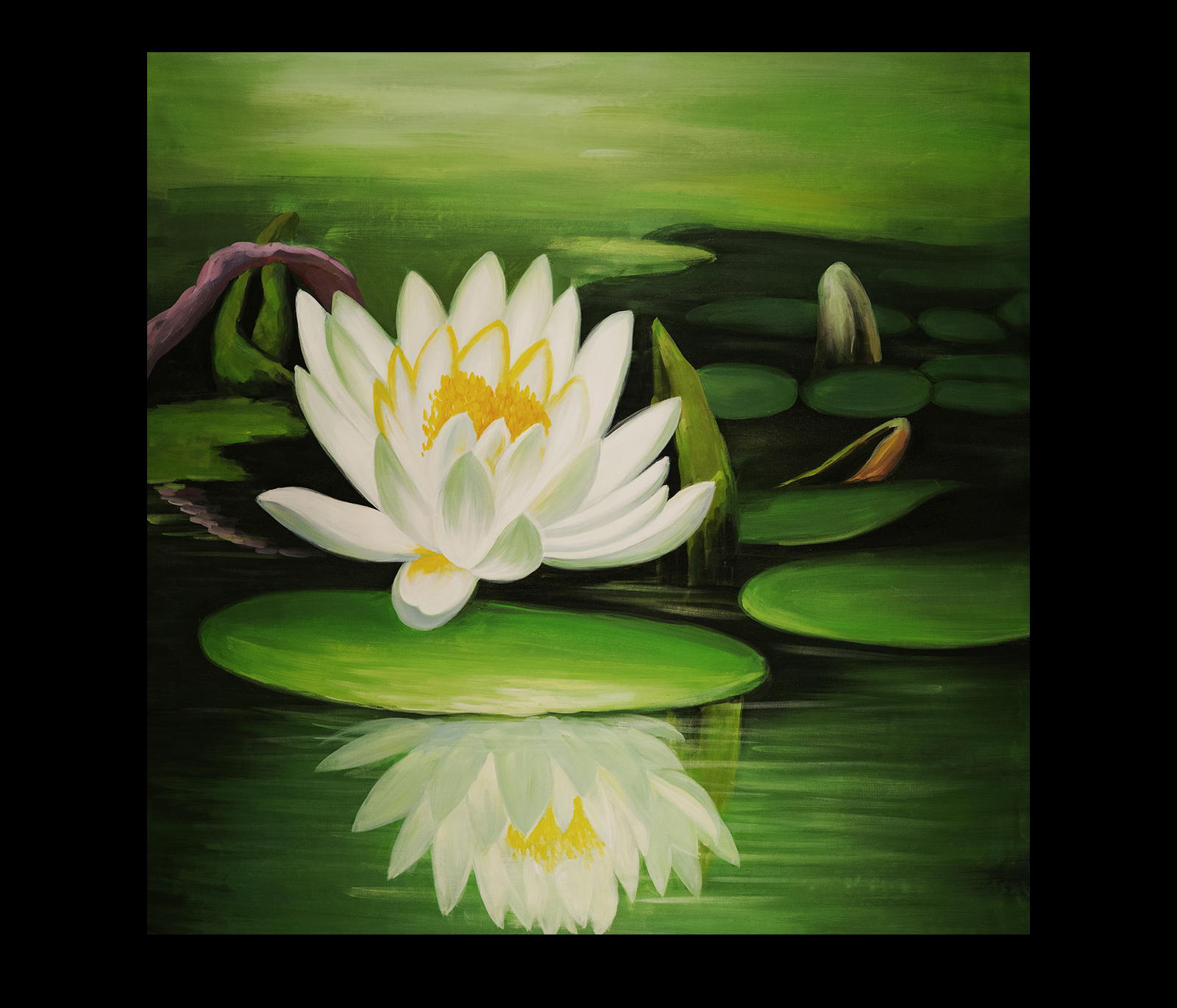 1600x1371 Abstract Flower Painting Lotus Flower Painting Wall Art Decor - Lotus Blossom Painting