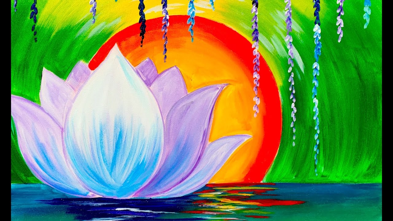 1280x720 Zen Lotus Flower Step By Step For Beginners Acrylic Tutorial - Lotus Blossom Painting