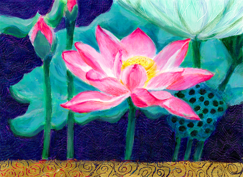 1000x729 Lotus Blossom Heni's Happy Paintings - Lotus Blossom Painting