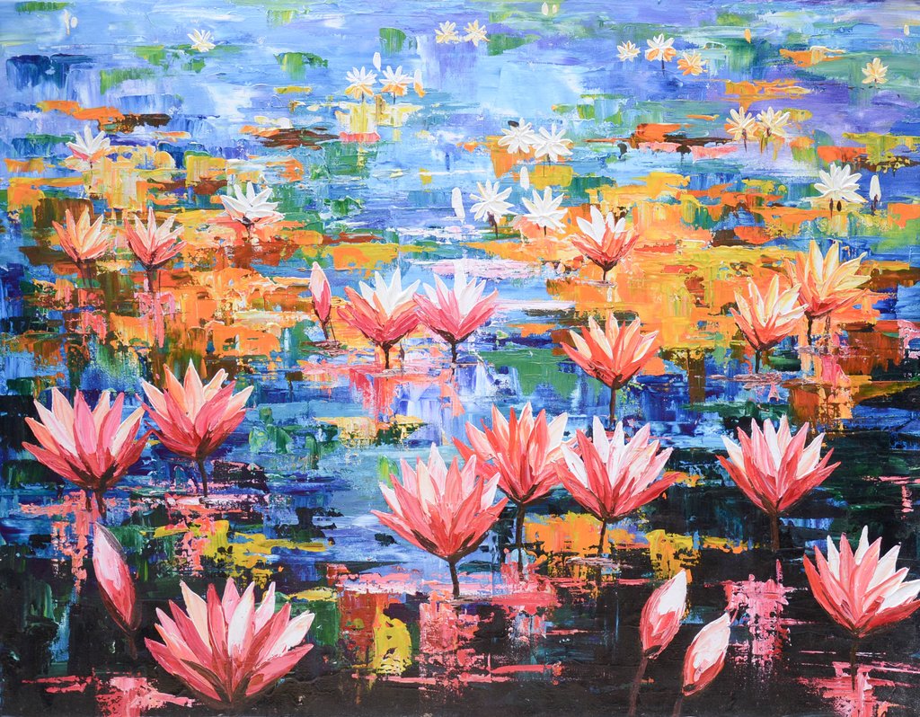 1024x798 Pink Lotus Flower 3.0 Swadeshi Art - Lotus Flower Acrylic Painting