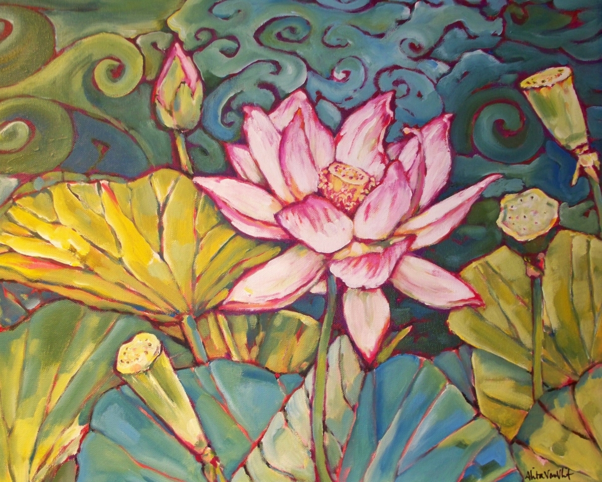 Lotus Flower Acrylic Painting at PaintingValley.com | Explore ...