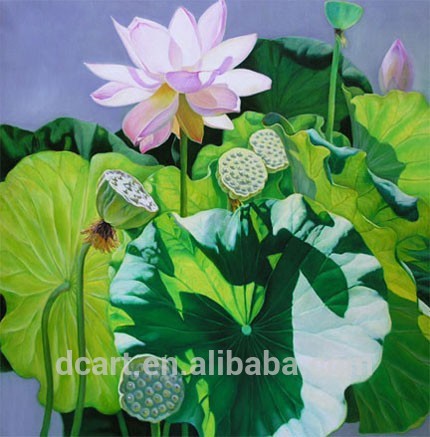 430x437 Hand Painted Flower Garden Oil Painting,artist Lotus Painting - Lotus Flower Oil Painting