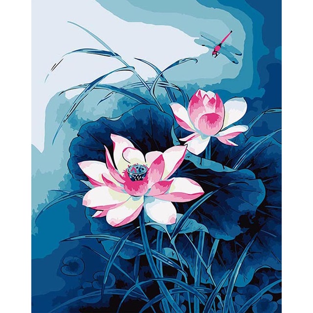 640x640 Lotus Flower Picture Wall Art Decor Canvas Paintings Diy Oil - Lotus Flower Oil Painting