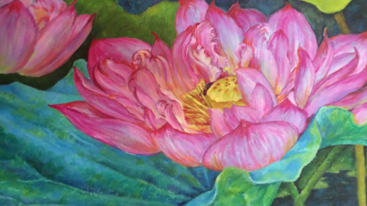 1280x720 Oil Painting Lotus No.18 - Lotus Flower Oil Painting