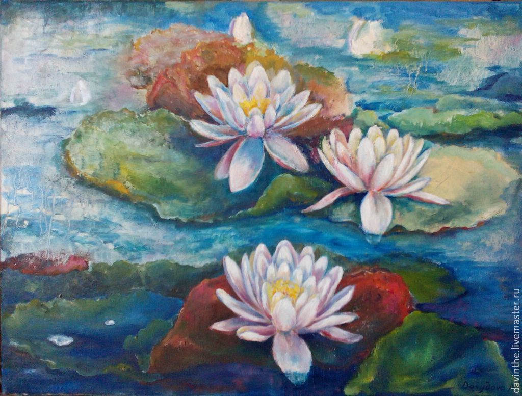 1024x777 Oil Painting Lotus Shop Online On Livemaster With Shipping - Lotus Flower Oil Painting