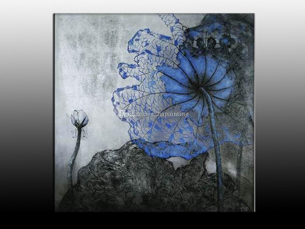 1000x750 2018 Blue Lotus Flower Oil Painting On Canvas Home Decoration - Lotus Flower Oil Painting