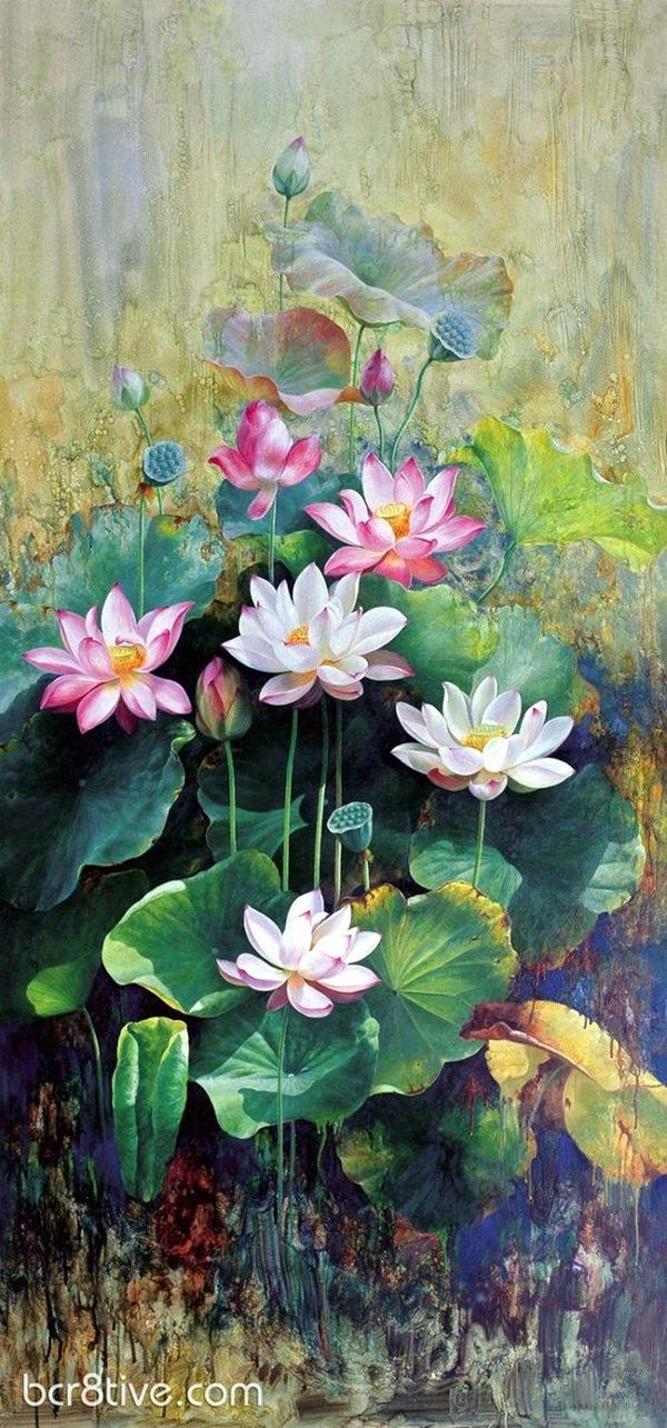 600x1285 40 Peaceful Lotus Flower Painting Ideas Lotus Flower - Lotus Flower Oil Painting