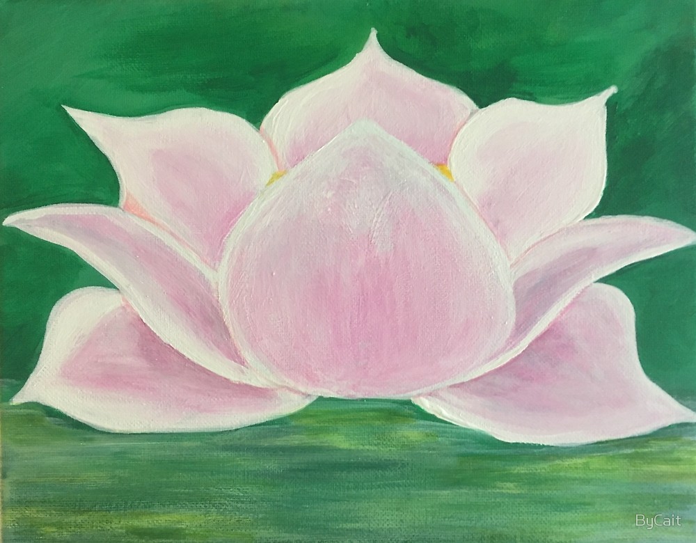 1000x780 Lotus Flower Painting By Bycait Redbubble - Lotus Flower Painting