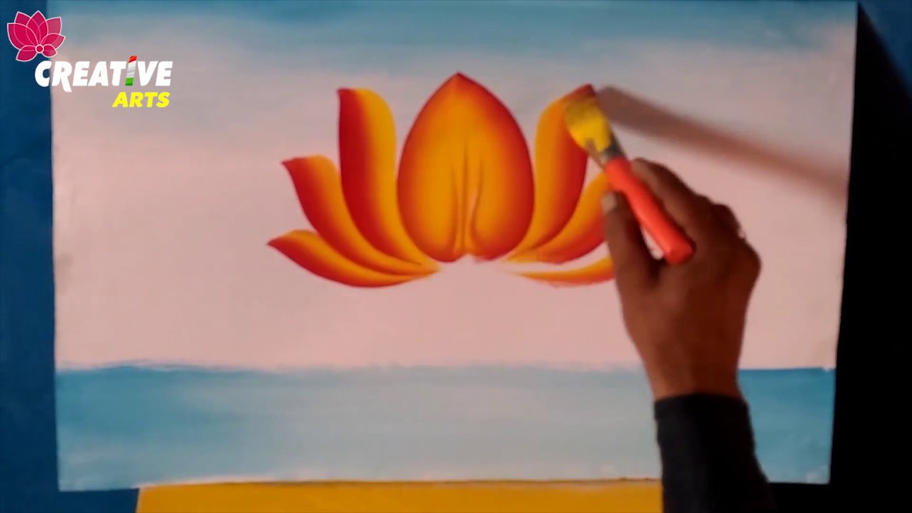 1280x720 Simple Painting Of Lotus Flower - Lotus Flower Painting
