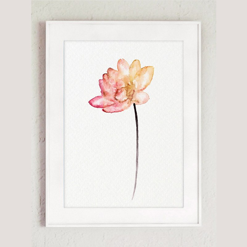 800x800 Lotus Flower Coral Watercolor Painting Colorful Lotuses Art Print - Lotus Flower Watercolor Painting