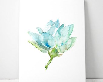 340x270 Lotus Watercolor Etsy - Lotus Flower Watercolor Painting