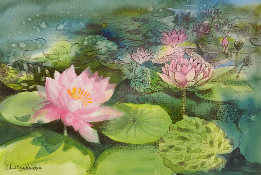 900x605 New Painting - Lotus Flower Watercolor Painting