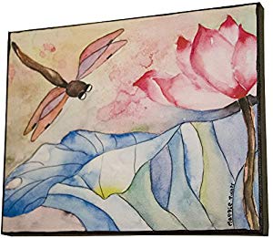300x261 Dragonfly Lotus Flower Watercolor Painting Wall Art - Lotus Flower Watercolor Painting