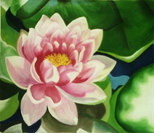 500x432 Lotus Oil Painting, Tel Ki Chitrakariyan, - Lotus Oil Painting