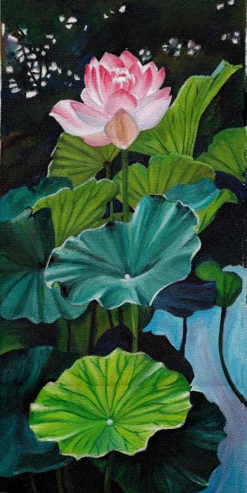 352x700 Lotus Oil Painting Fine Art Paintings - Lotus Oil Painting