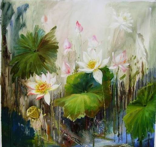 515x485 Lotus Painting Paintings - Lotus Oil Painting