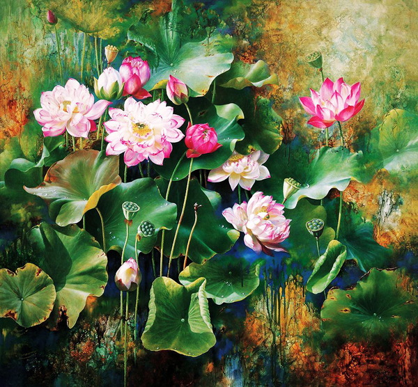 600x556 Lotus Oil Painting Stock Photo Free Download - Lotus Oil Painting