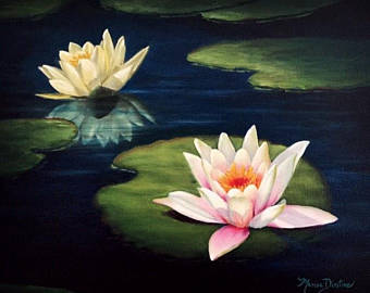340x270 Lotus Painting Etsy - Lotus Painting