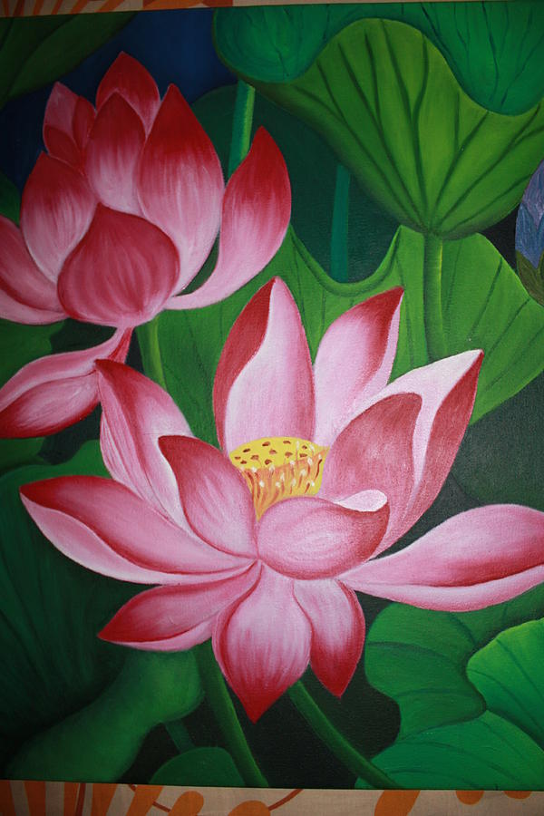 600x900 Pink Lotus Painting By Chandrakant Ekkirala - Lotus Painting