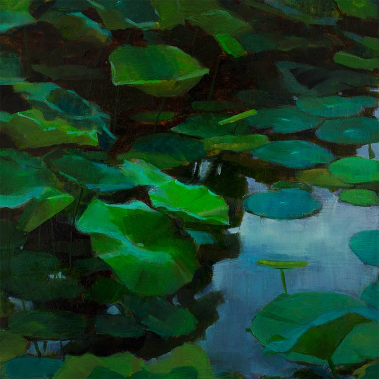 770x770 Saatchi Art Lotus Pond Painting By Caroline Ji - Lotus Pond Painting
