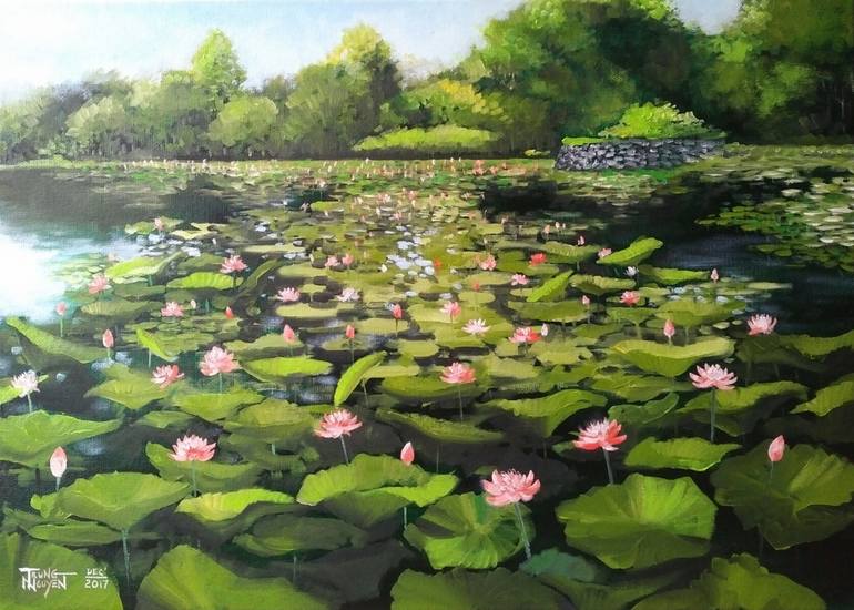 770x550 Saatchi Art Lotus Pond - Lotus Pond Painting