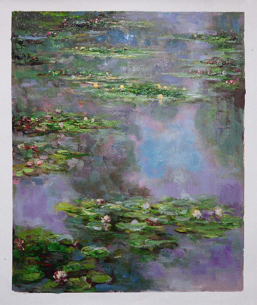 900x1067 Hot Sale Lotus Pond Landscape Canvas Painting For Wall Decoration - Lotus Pond Painting