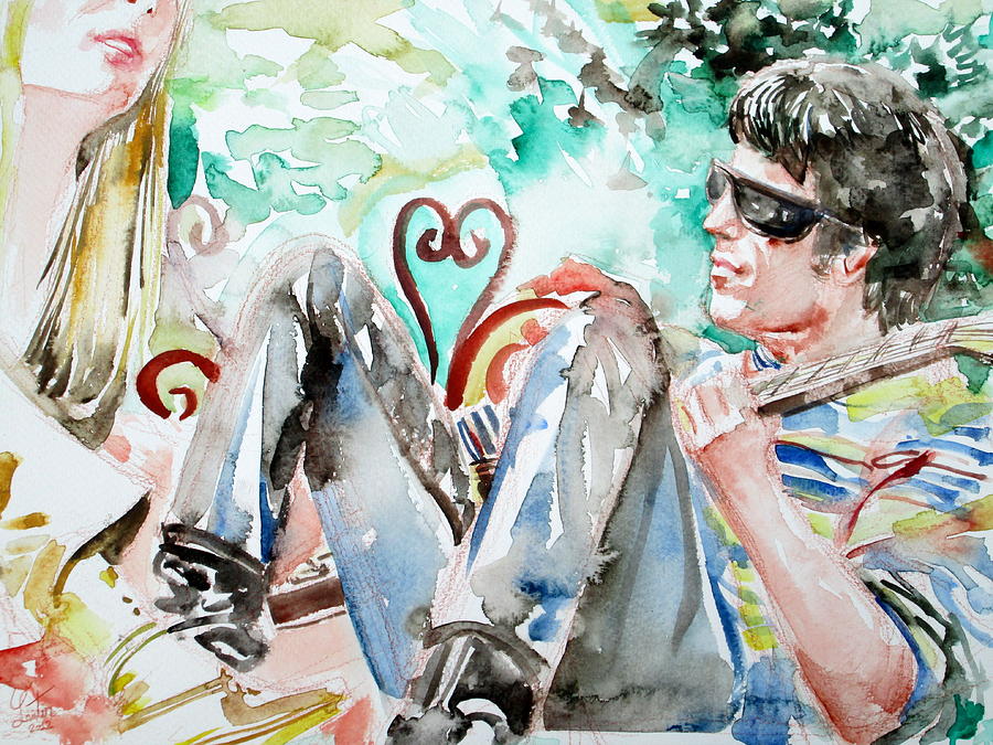 900x675 Nico And Lou Reed Watercolor Portrait Painting By Fabrizio Cassetta - Lou Reed Painting
