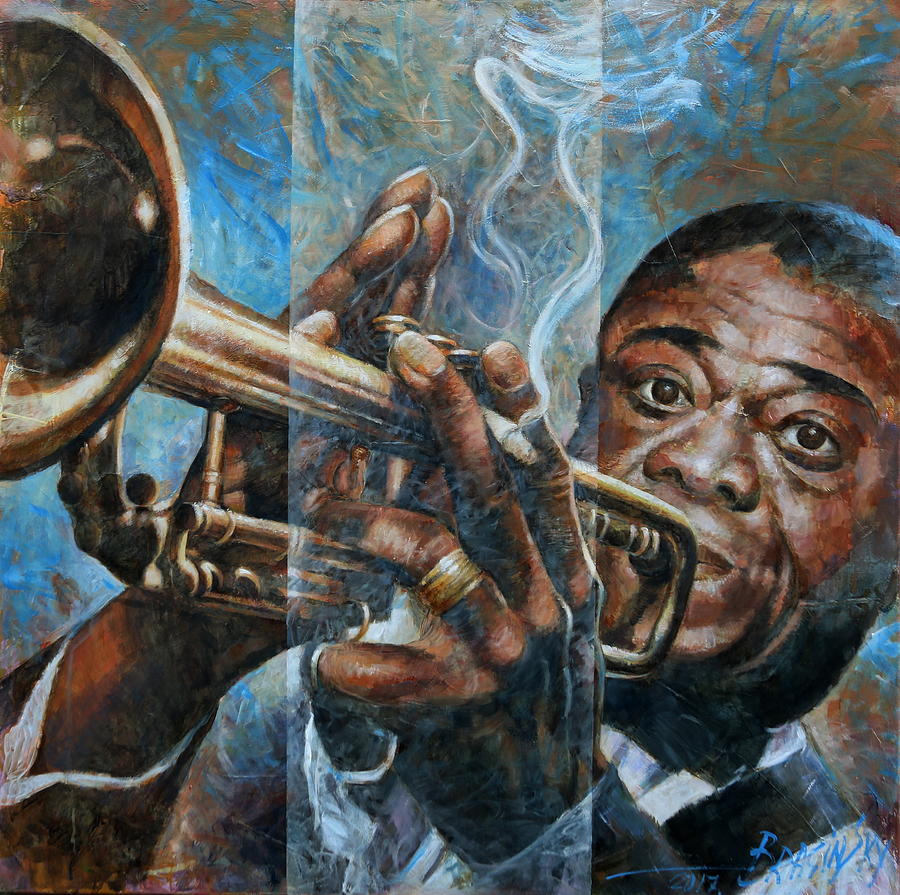 900x895 Louis Armstrong Painting By Arthur Braginsky - Louis Armstrong Painting