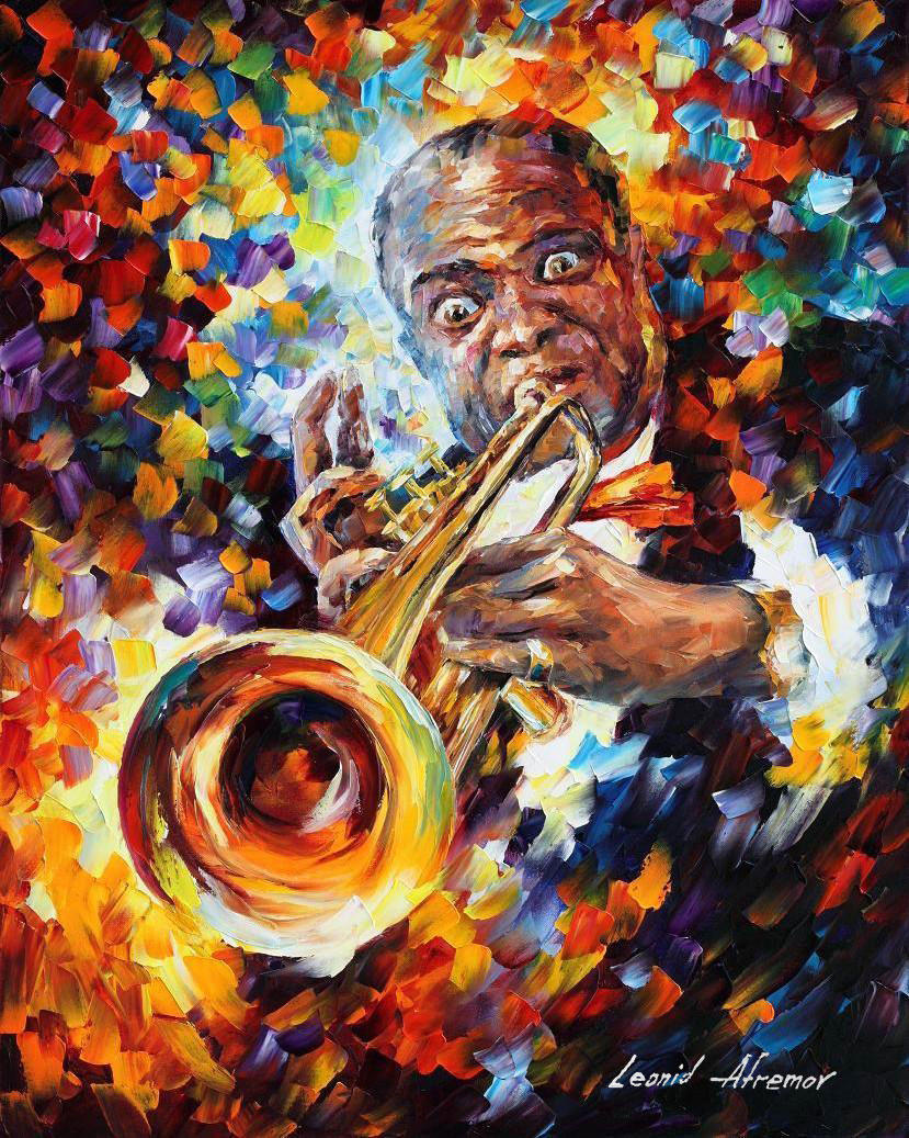 829x1037 Louis Armstrong 3 Palette Knife Oil Painting On Canvas By Leonid - Louis Armstrong Painting