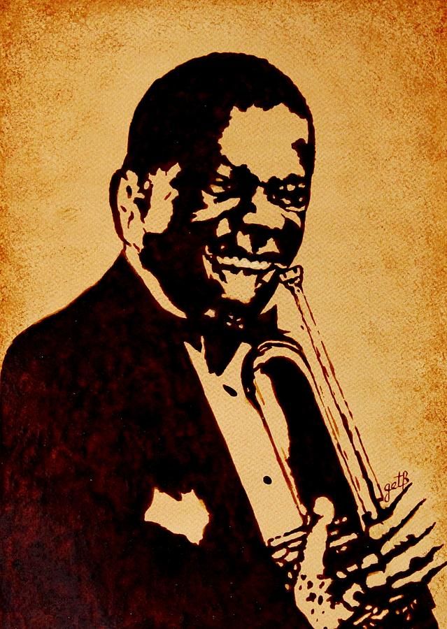 639x900 Louis Armstrong Original Pintura Pintura Arte - Louis Armstrong Painting