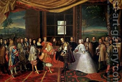 400x268 Meeting Between Louis Xiv 1638 1715 And Philippe Iv 1605 65 - Louis Xiv Painting