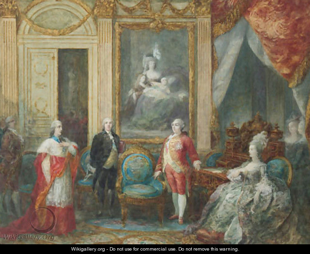 640x524 Louis Xvi And His Wife Marie Antoinette Receiving A Cardinal - Louis Xvi Painting