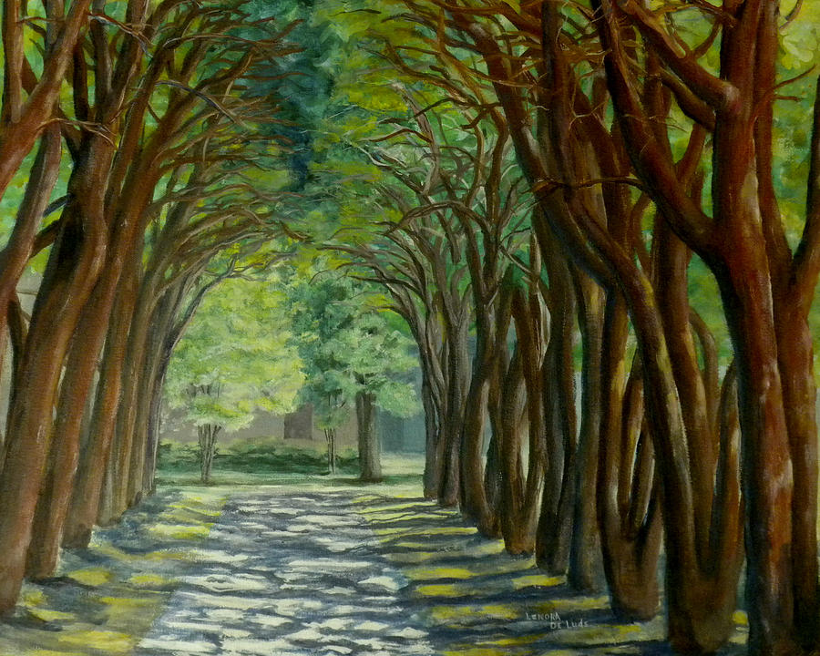 900x720 Treelined Walkway At Lsu In Shreveport Louisiana Painting By - Louisiana Painting