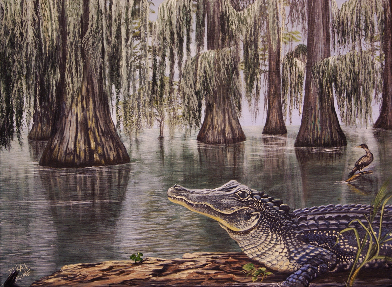 1280x939 Louisiana Alligator Acrylic Painting - Louisiana Painting