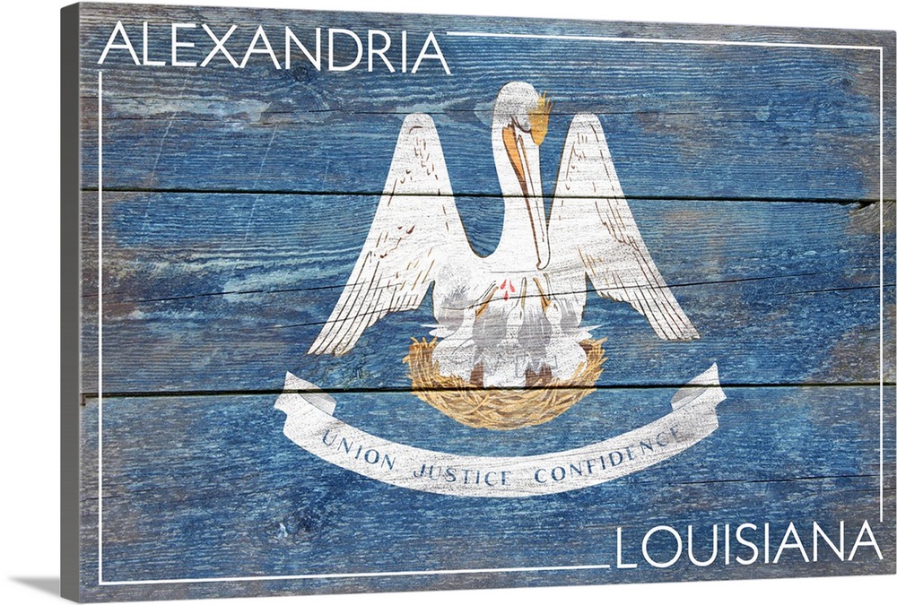 1000x675 Alexandria, Louisiana, State Flag, Barnwood Painting Wall Art - Louisiana State Painting