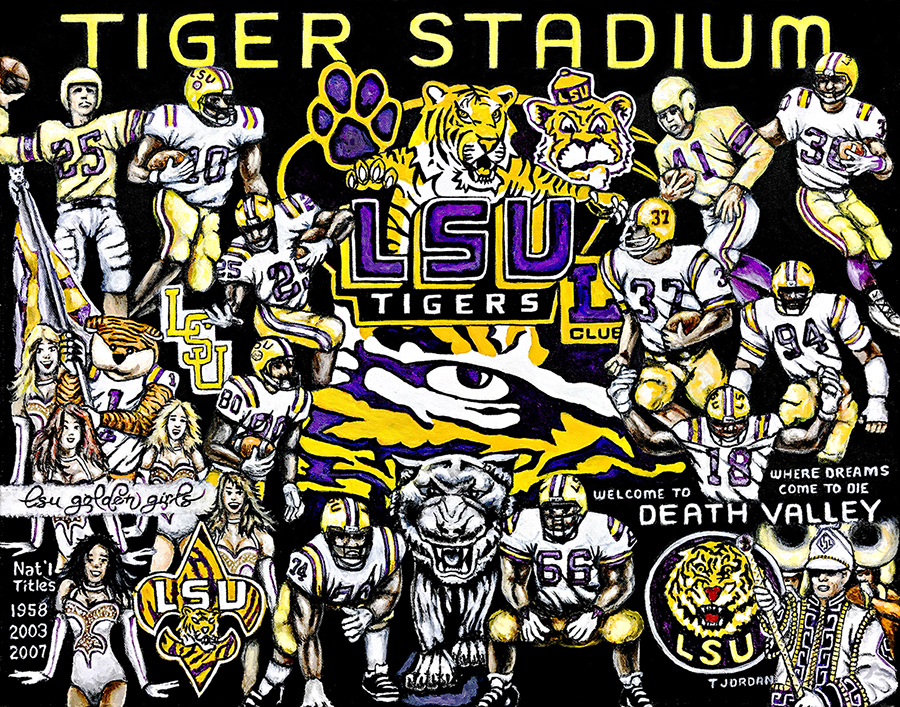900x707 Louisiana State Tigers Tribute Art - Louisiana State Painting