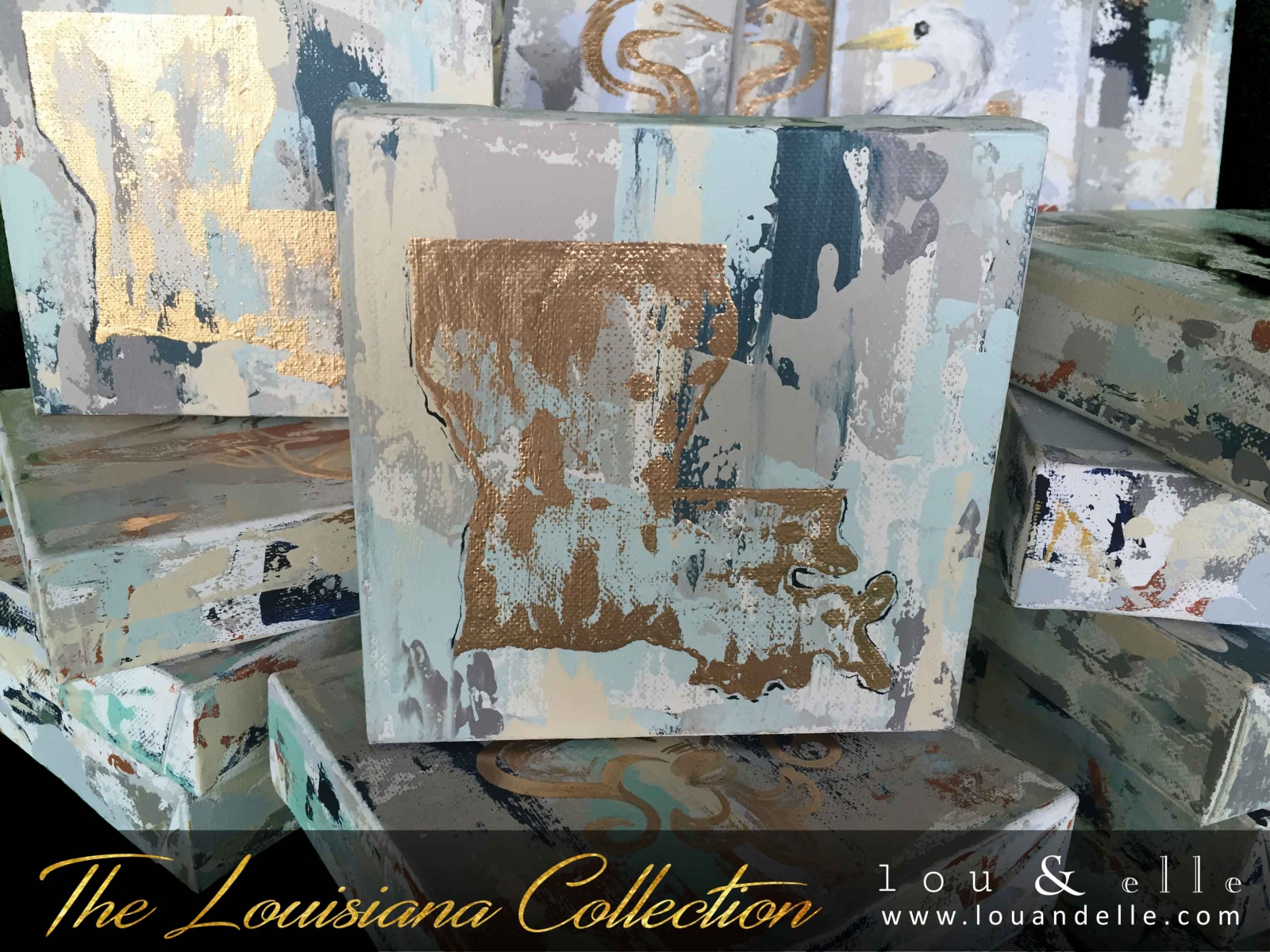 1600x1200 Gold Louisiana State Knife Painting 6x6, Gold Leafing Lou And Elle - Louisiana State Painting