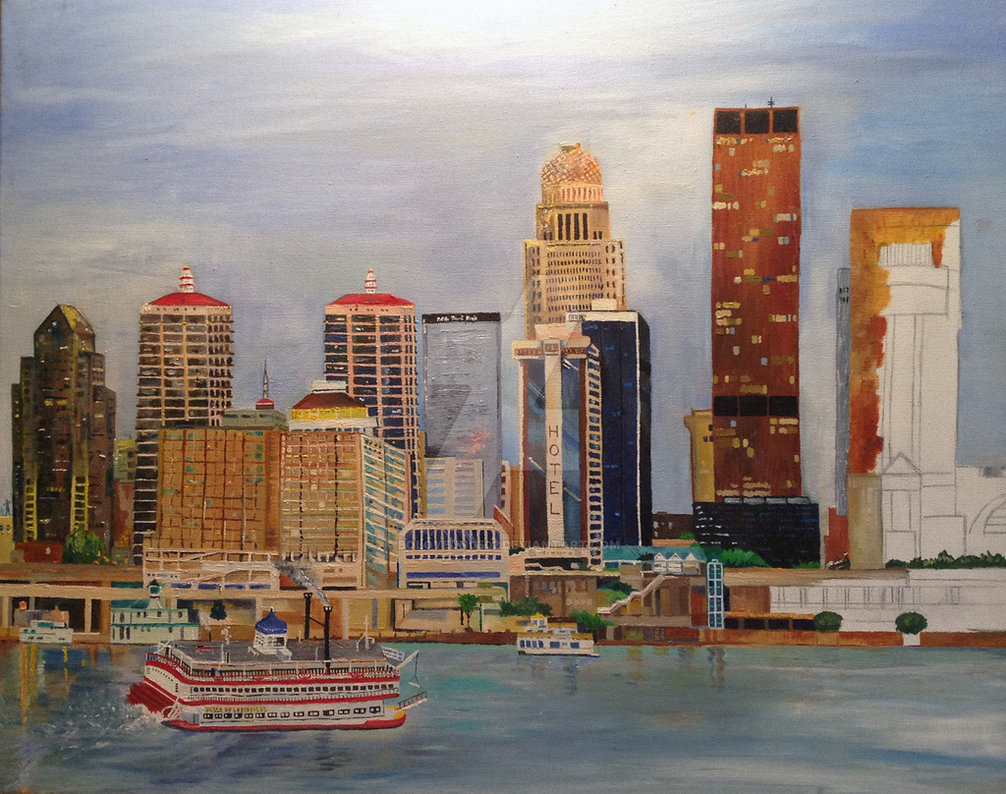 1006x794 Louisville, Ky Skyline (18x24 Oil Painting) By Boloyeung502 - Louisville Skyline Painting