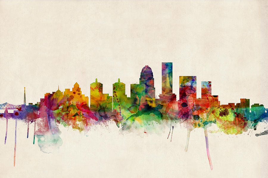 900x600 Louisville Kentucky City Skyline Digital Art By Michael Tompsett - Louisville Skyline Painting