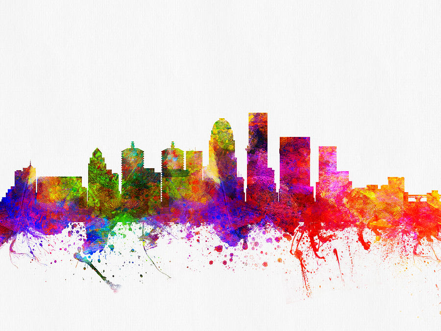 900x675 Louisville Kentucky Skyline Color02 Digital Art By Aged Pixel - Louisville Skyline Painting