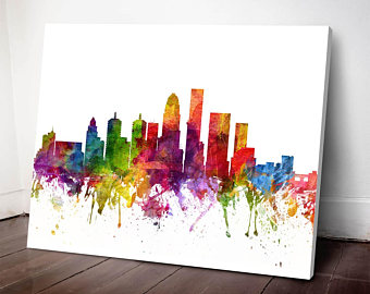 340x270 Louisville Skyline Print Louisville Cityscape Louisville - Louisville Skyline Painting