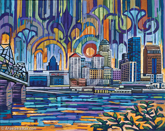 570x454 Fleur De Louisville Painting - Louisville Skyline Painting