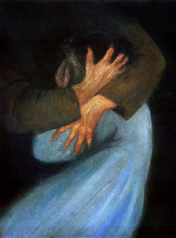 350x474 The Pain Of Separation Oil On Canvas Painting Of Orphan And War - Love And Pain Painting